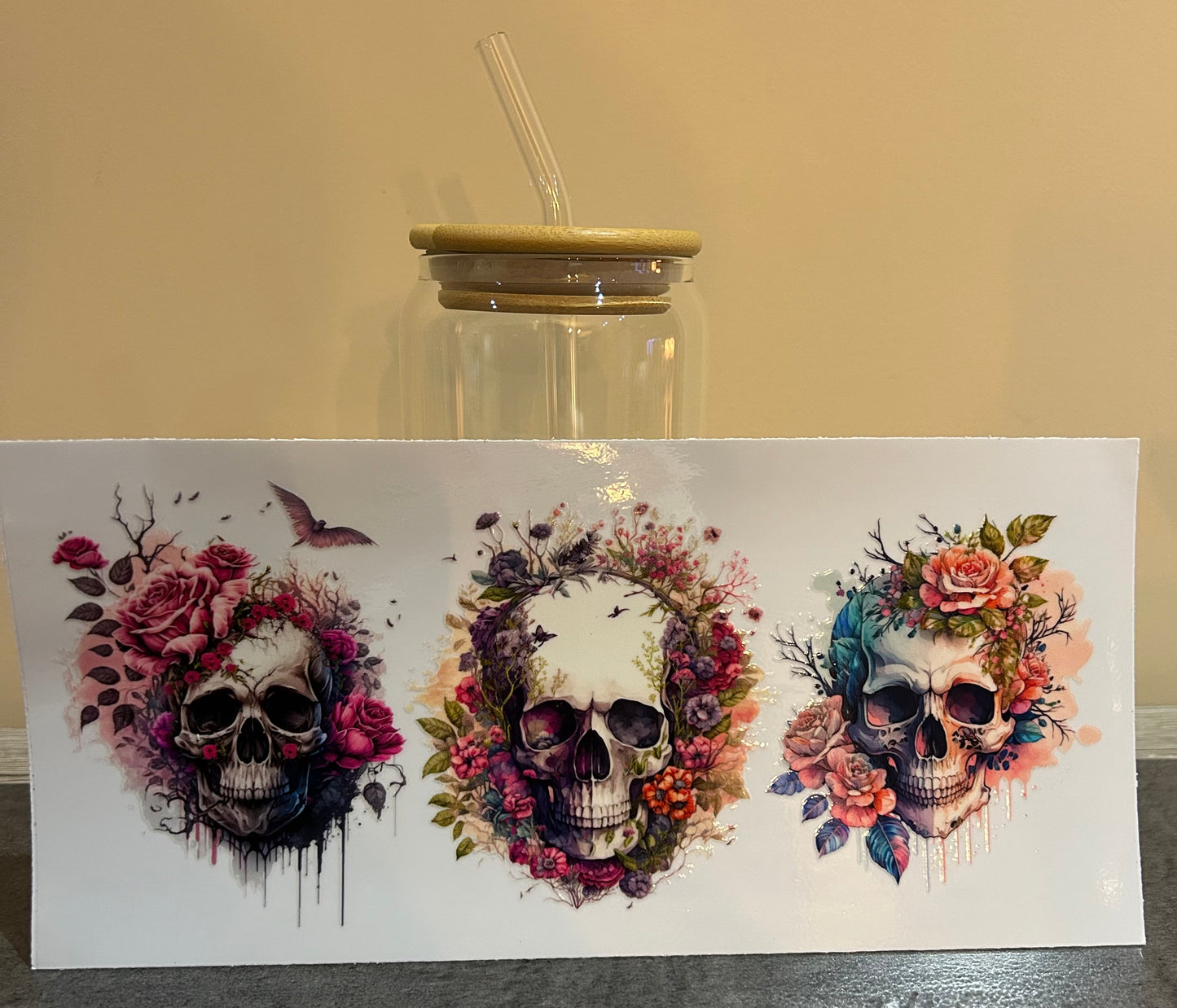 Verre Crâne Floraux