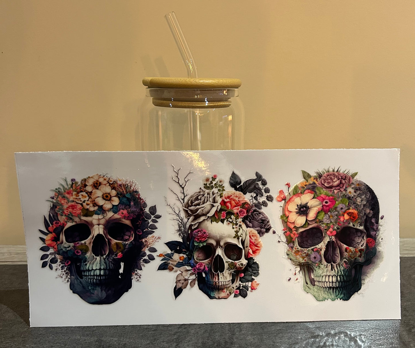 Verre Crâne Floraux