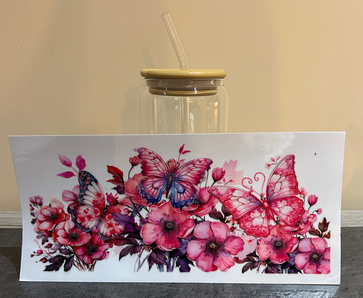 Verre Papillon Floral