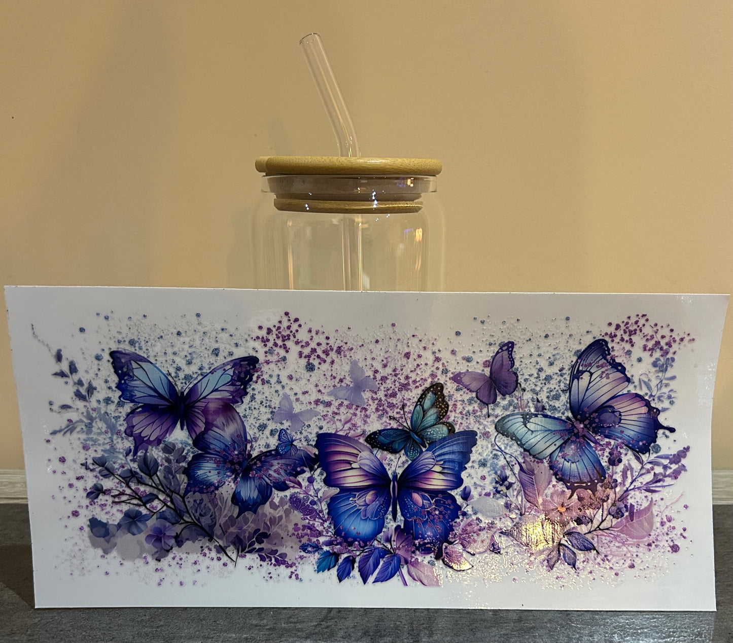 Verre Papillon Floral
