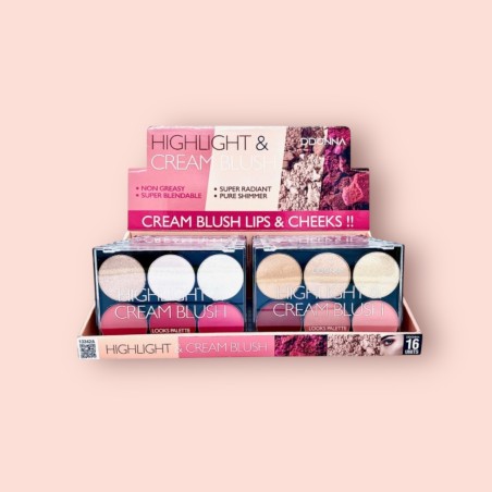 PALETTE TEINT HIGHLIGHT ET BLUSH CREME D'DONNA