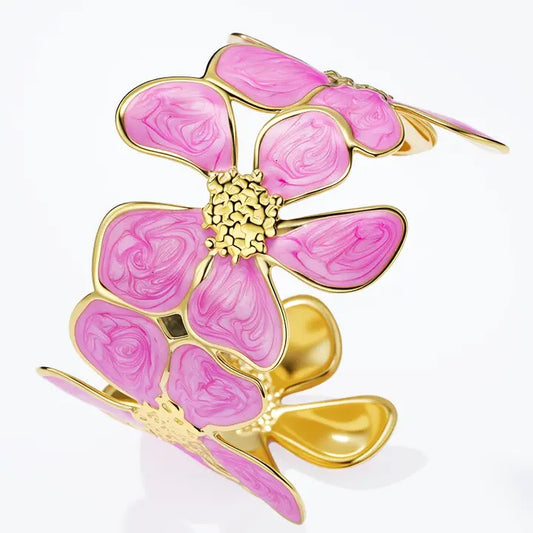 Bracelet jonc en acier inoxydable fleur