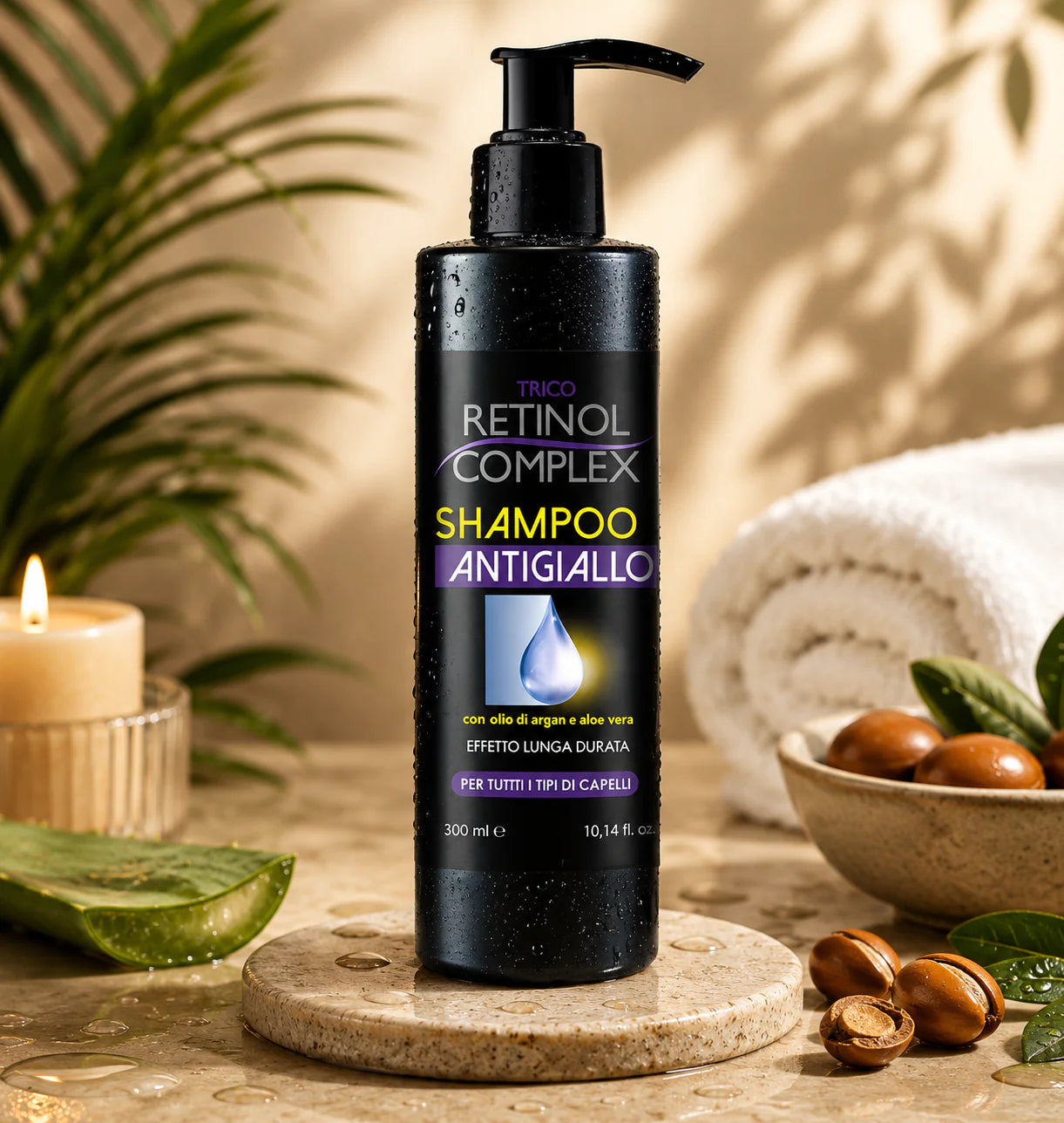 Shampoing Anti-Jaunissement Raviveur de Cheveux Blond & Blanc - Retinol Complex 300 ml pre co