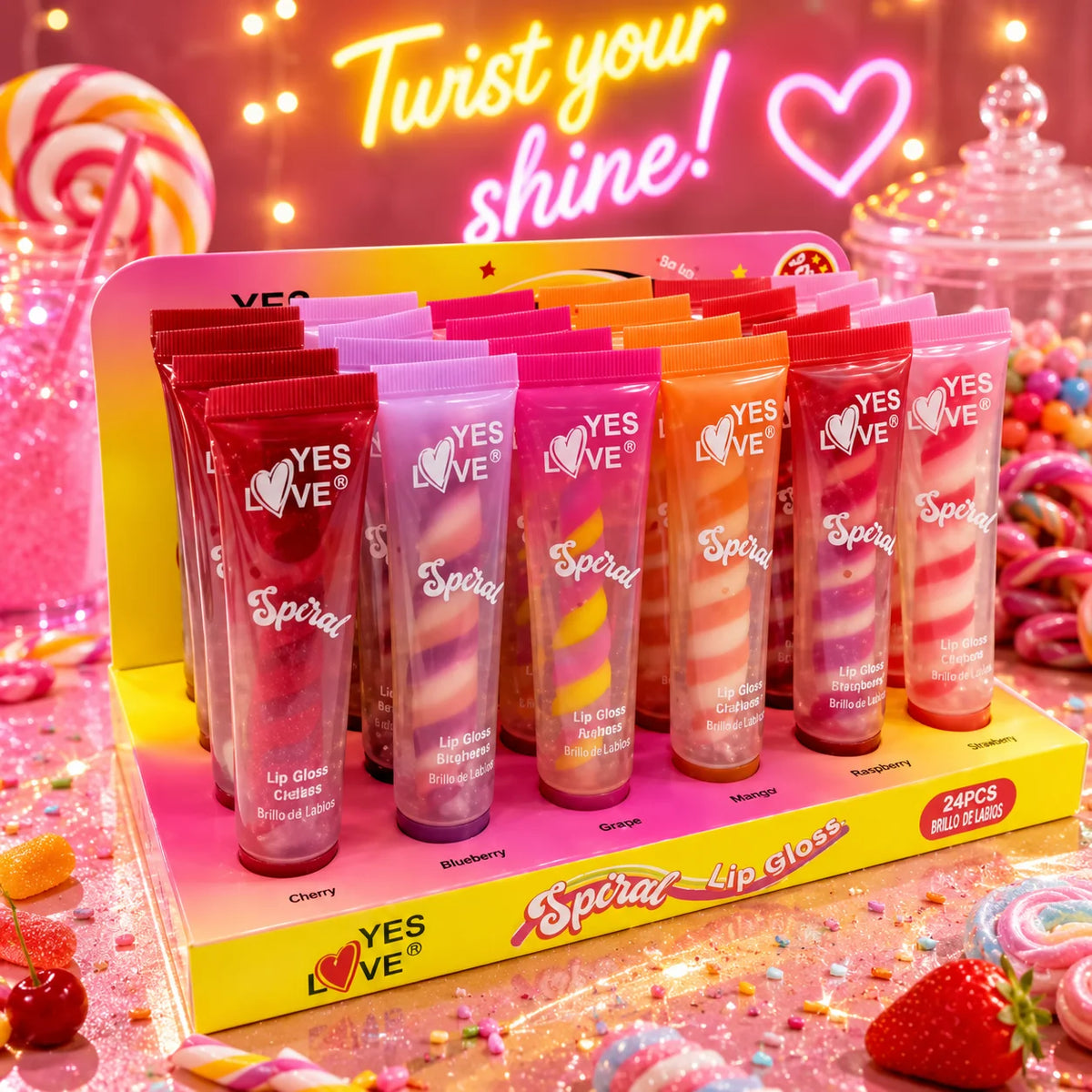 LipGloss Spiral 6 couleurs pailletées - Yes love