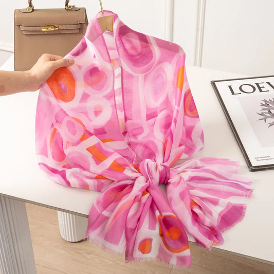 Foulard paréo 180x90cm coton viscose léger motif coloré
