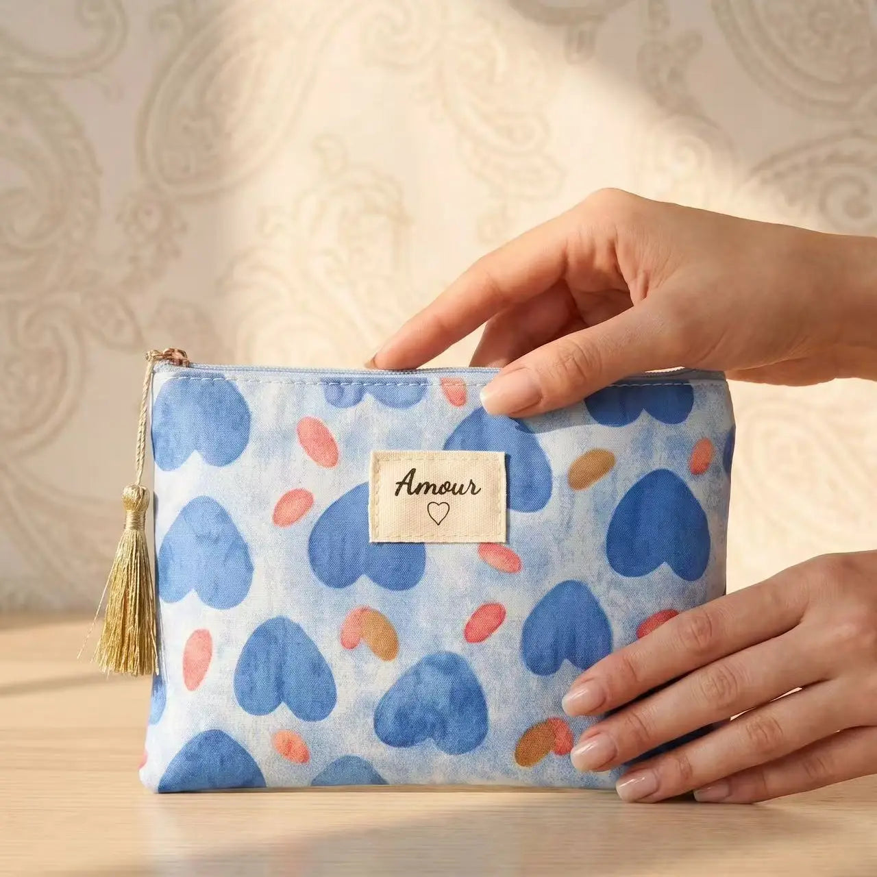 pochettes 14x20 coton cœurs mignons amour adorable