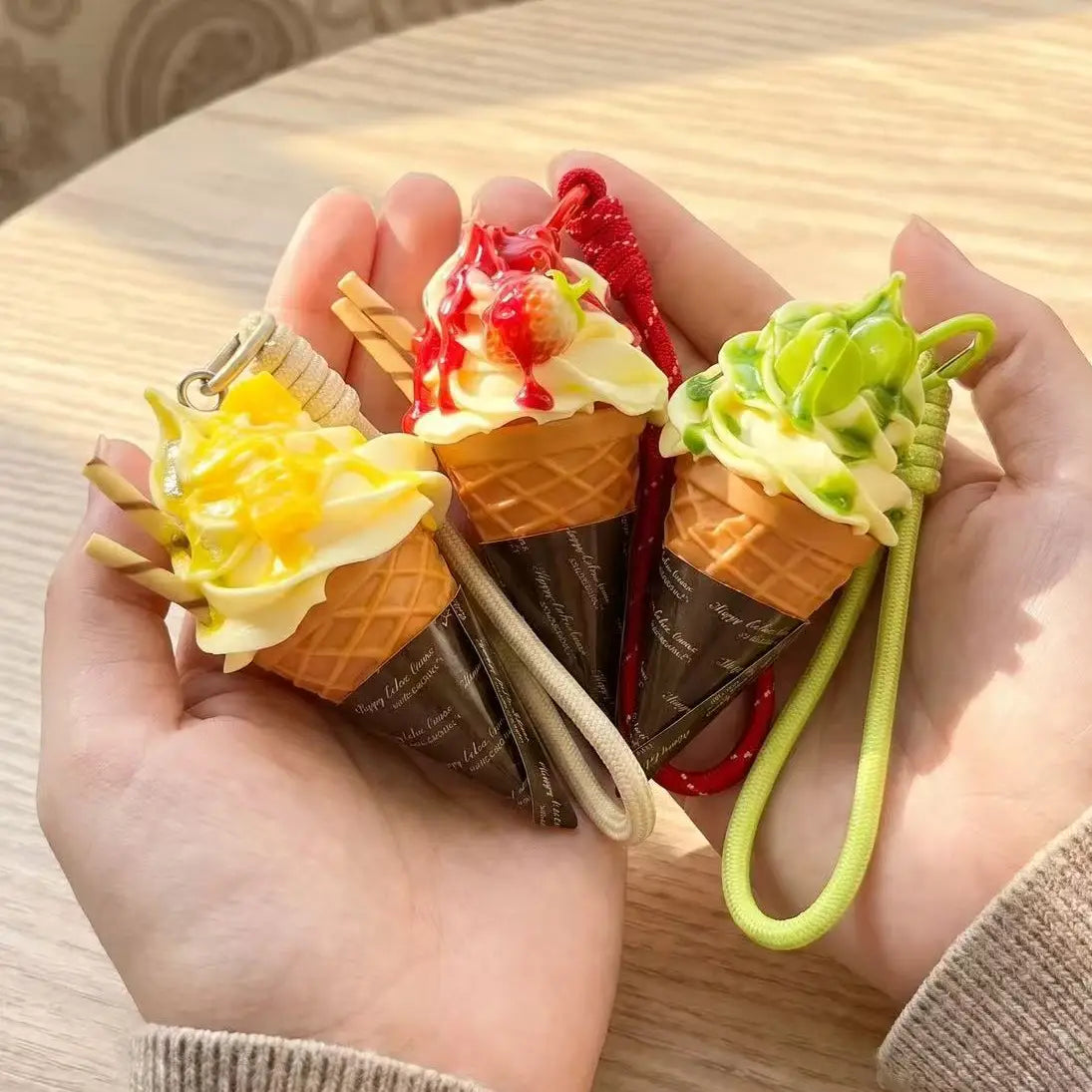portes clés glaces mignon kawaii dessert sac coloré