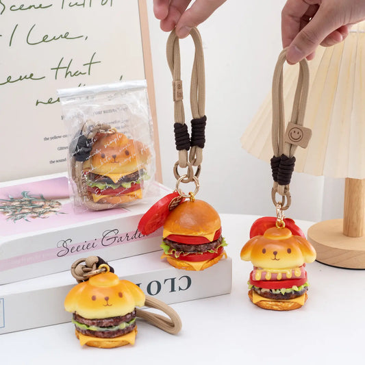 portes clés burgers kawaii réalistes mignons sac femme
