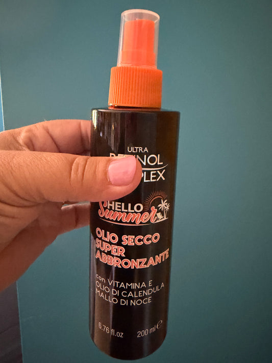 Huile Sèche Ultra Bronzante "Hello Summer" 200ml - Retinol Complex ….bouchon déformer … ne fuit pas …