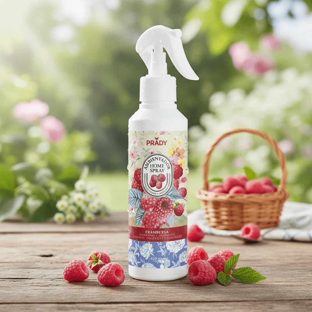 Spray d'ambiance maison tissu et voiture Framboise 220ML - Prady dispo le 9