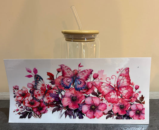 Verre Papillon Floral