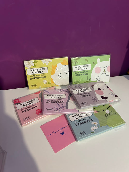 Papier Absorbant pour le visage , Matifiant parfum Rose