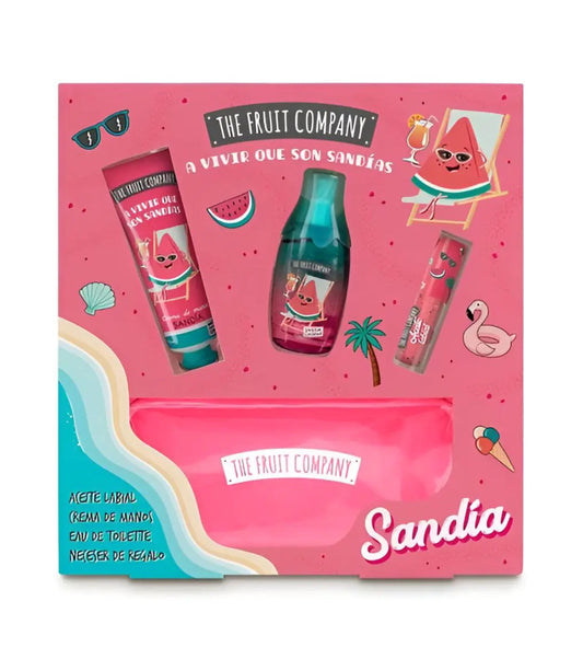 Ensemble Été Pastèque Eau de Toilette + Crème pour les Mains + Huile Lèvres + Trousse 100 ml - The Fruit Company